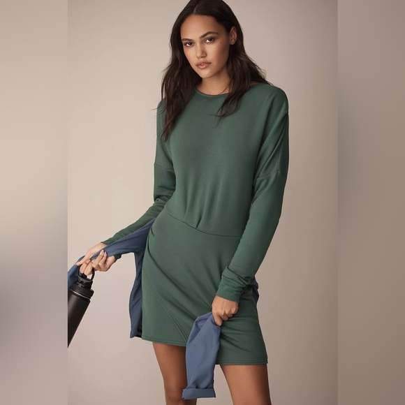NWT! Daily Practice by Anthropologie Long-Sleeve Asymmetrical Mini Dress ☀️🧢 - Picture 1 of 8